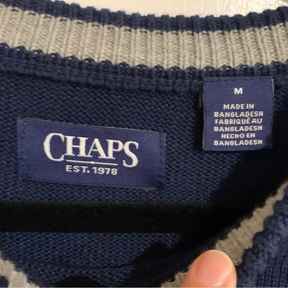 CHAPS Mens American Flag Navy Blue Sweater Patriotic Americana Size Medium - Picture 7 of 9